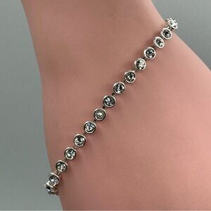 Avon Silver Tone Bezel Set Crystal Tennis Bracelet | Classic Sparkle